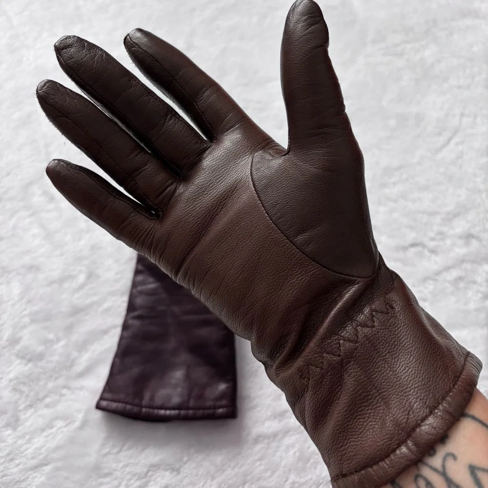 FOWNES Vintage Thinsulate Brown Leather Gloves--6.5